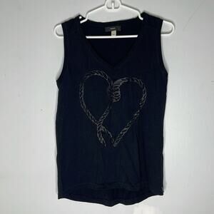 DIESEL Black Rope Heart Scoop Neck Sleeveless Cotton Top Size XS